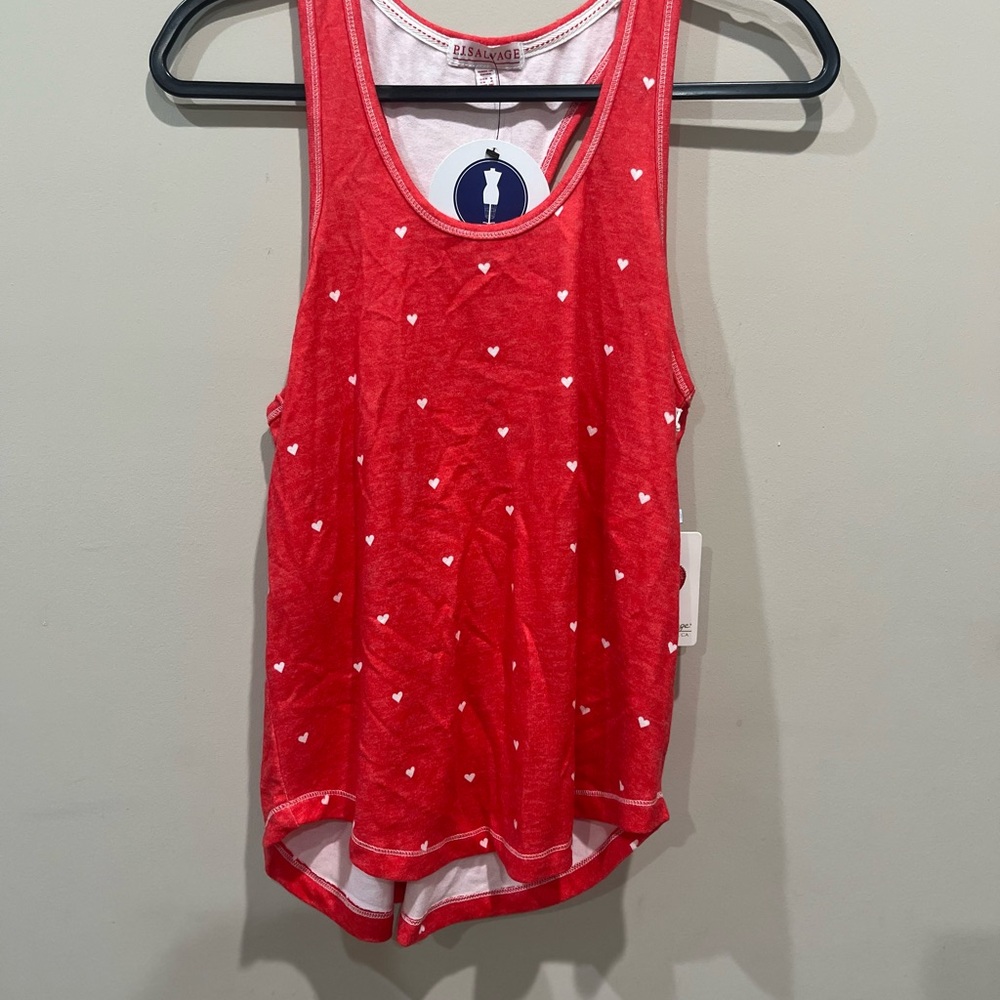 Red Heart Patterned Tank Top